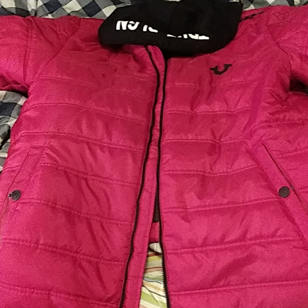 Official True Religion red/blk hooded heavy jacket